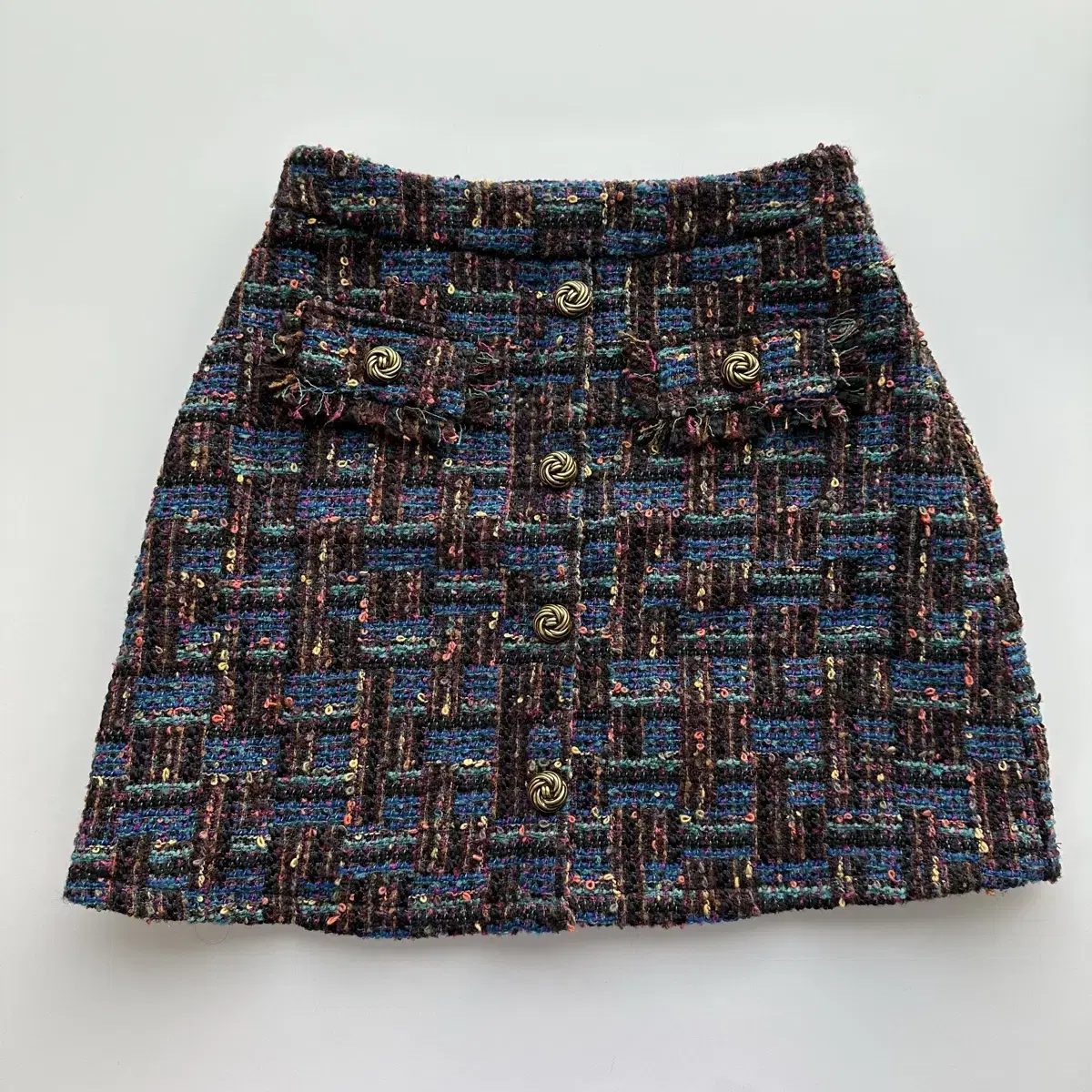 Aqua Tweed Miniskirt