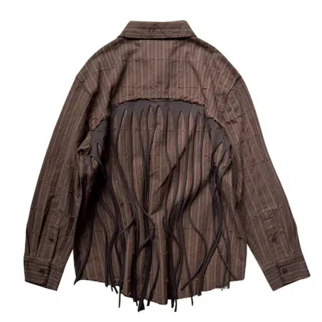 0tape STRIPED FRINGE SHIRT BROWN