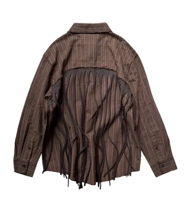 0tape STRIPED FRINGE SHIRT BROWN