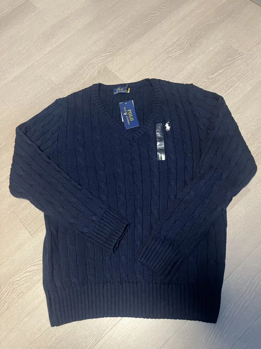 Polo Cable V-Neck Knit Navy XL