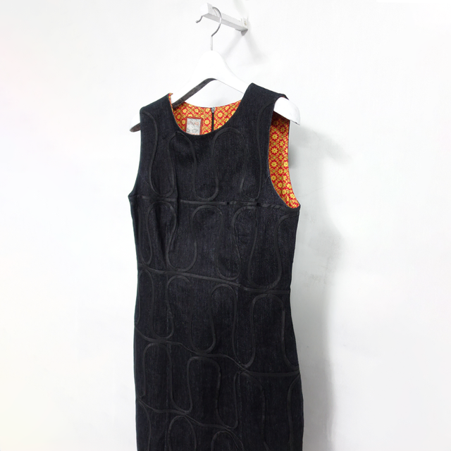 VINTAGE WAVE BINDING DENIM ONEPIECE, M