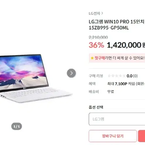 LG 올뉴그램 15.6인치 화이트/램16G