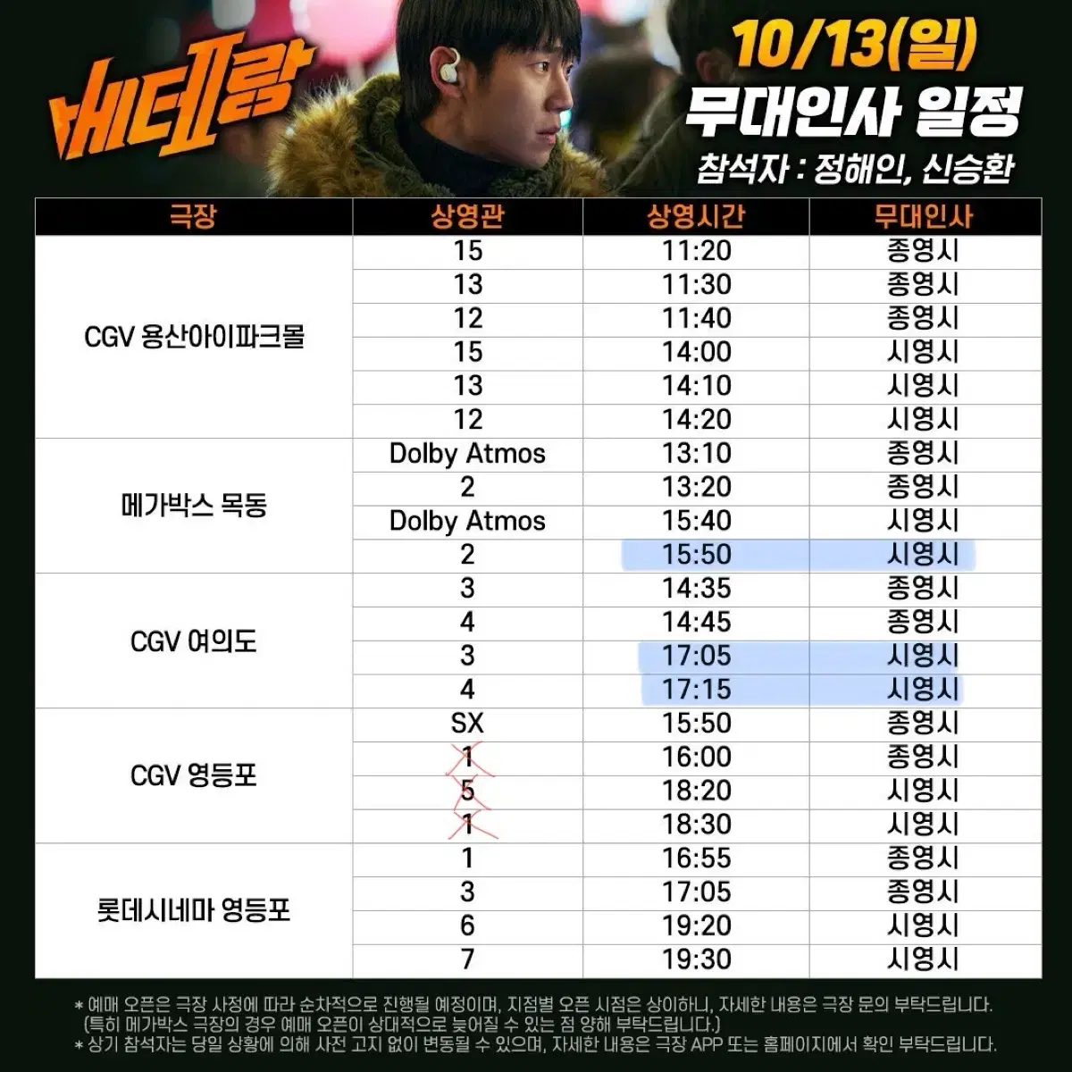 10/13 베테랑2 무대인사