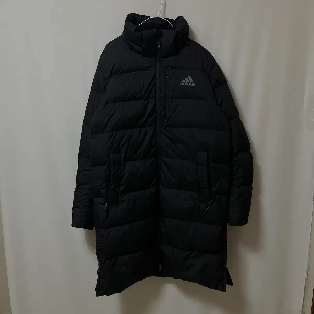 [ M ] adidas logo duck down hooded long puffer