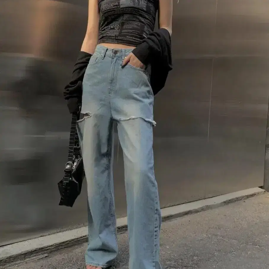 이네기Coy Side Cutting Denim Pants (blue) S