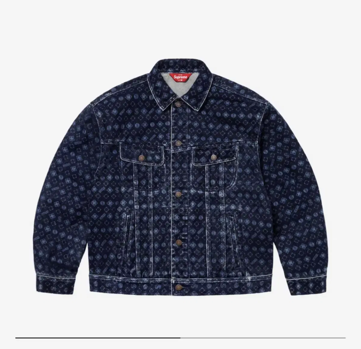 Supreme Flocked Denim Trucker Jacket bloo XL