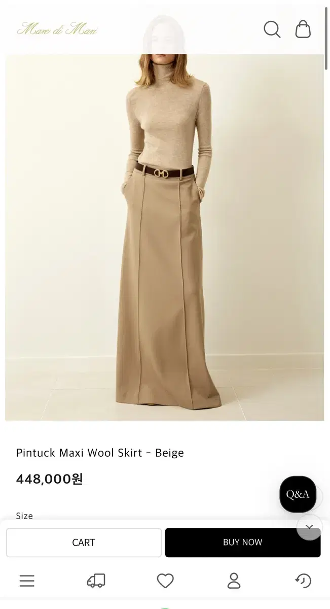 마레디마리 롱 스커트(Pintuck Maxi Wool Skirt - Be