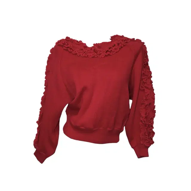 Red frill detail knit