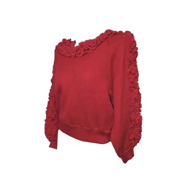 Red frill detail knit