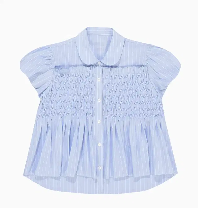 오헤시오 puff shirring blouse blue 퍼프셔링블라우스