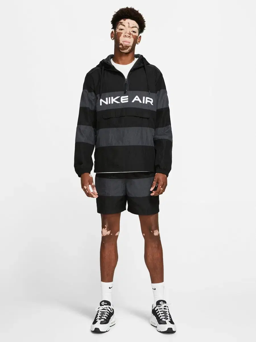 (Free Shipping) [100] Nike Anorak Half Zip Up & Shorts Set