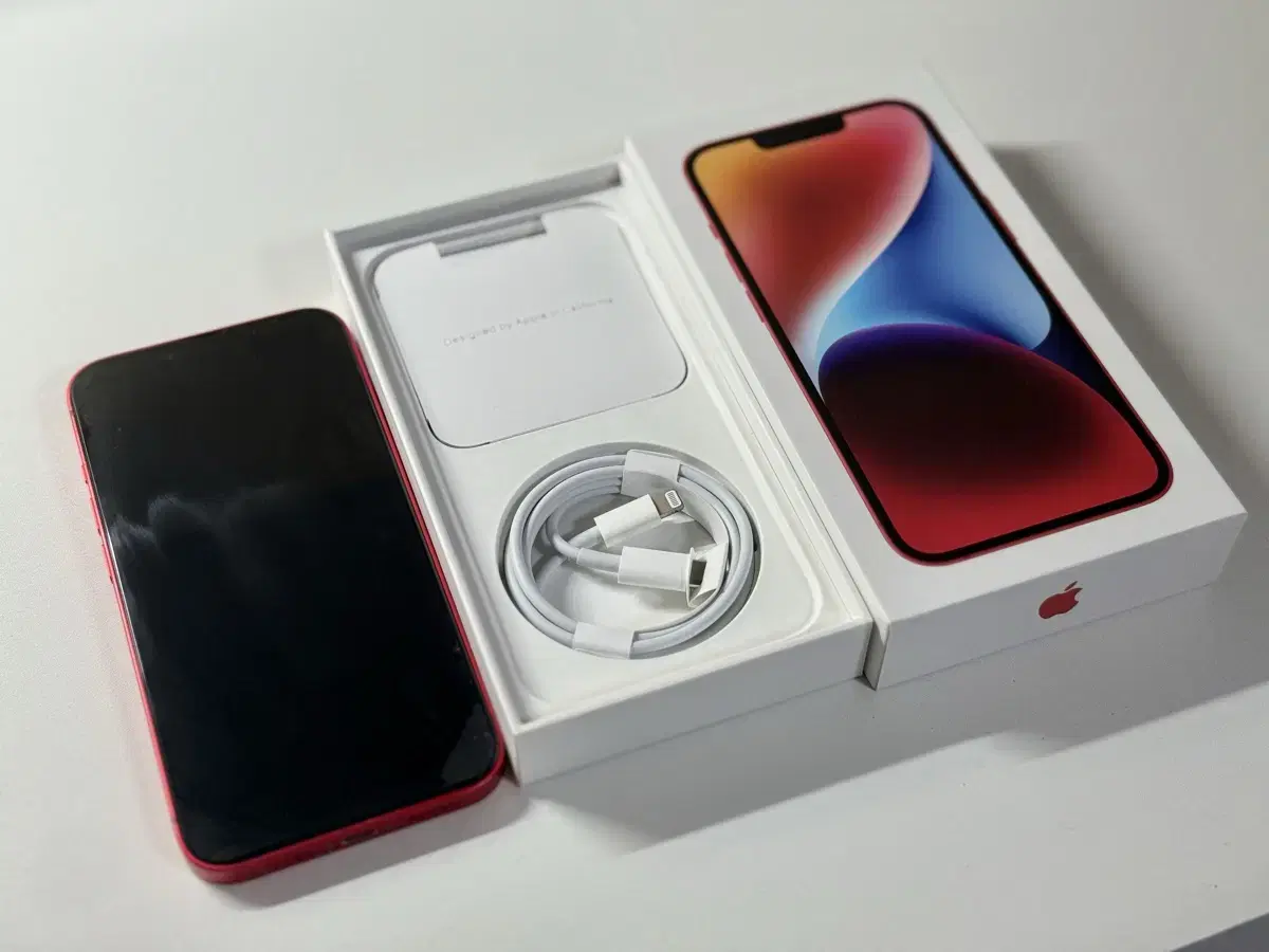 Apple 아이폰 14 자급제 레드, 128GB 풀박 (케이 블포함)