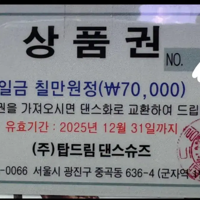 탑드림 댄스화 상품권