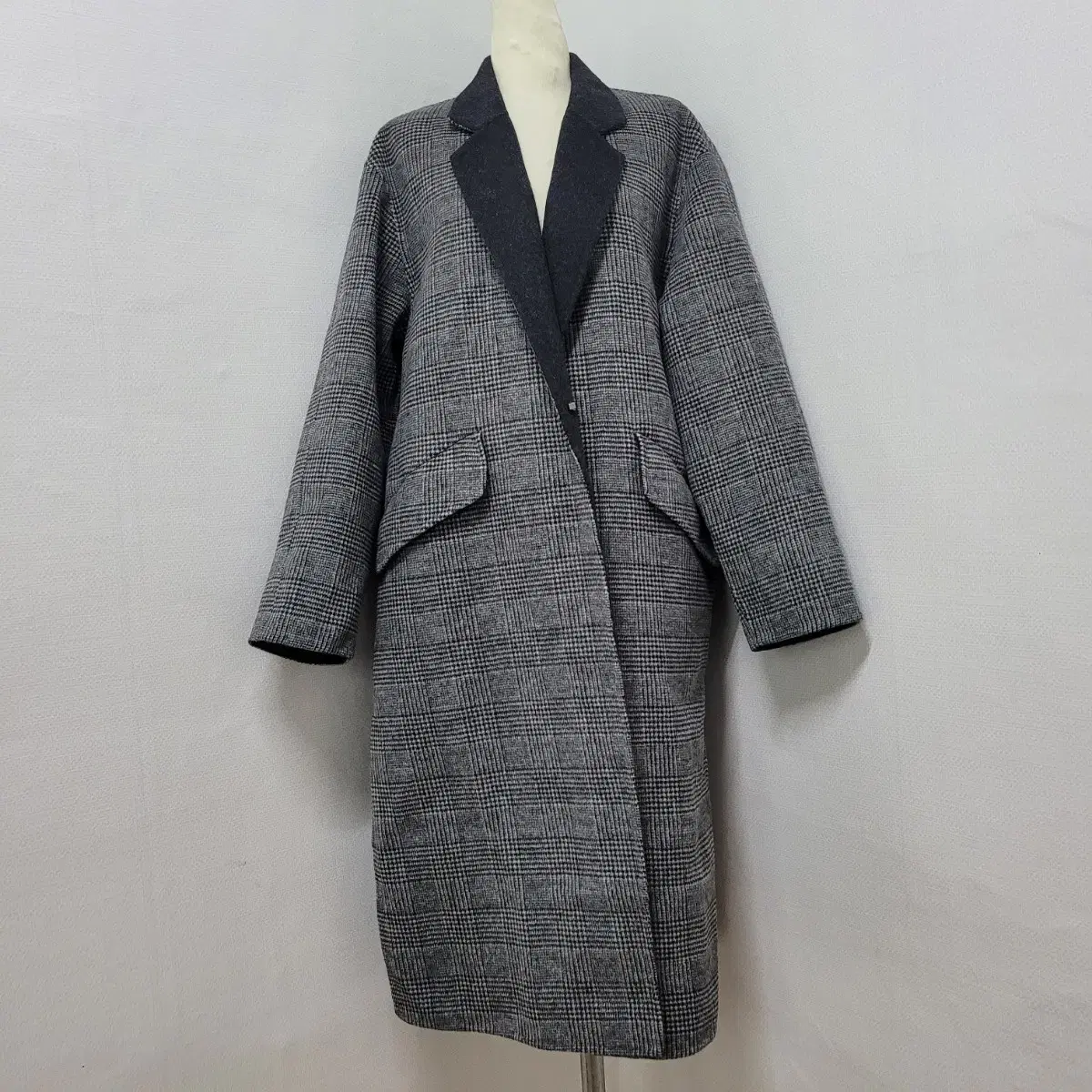 Today Only!! MAS MAS 100% Wool Houndstooth Long Coat /Unisex