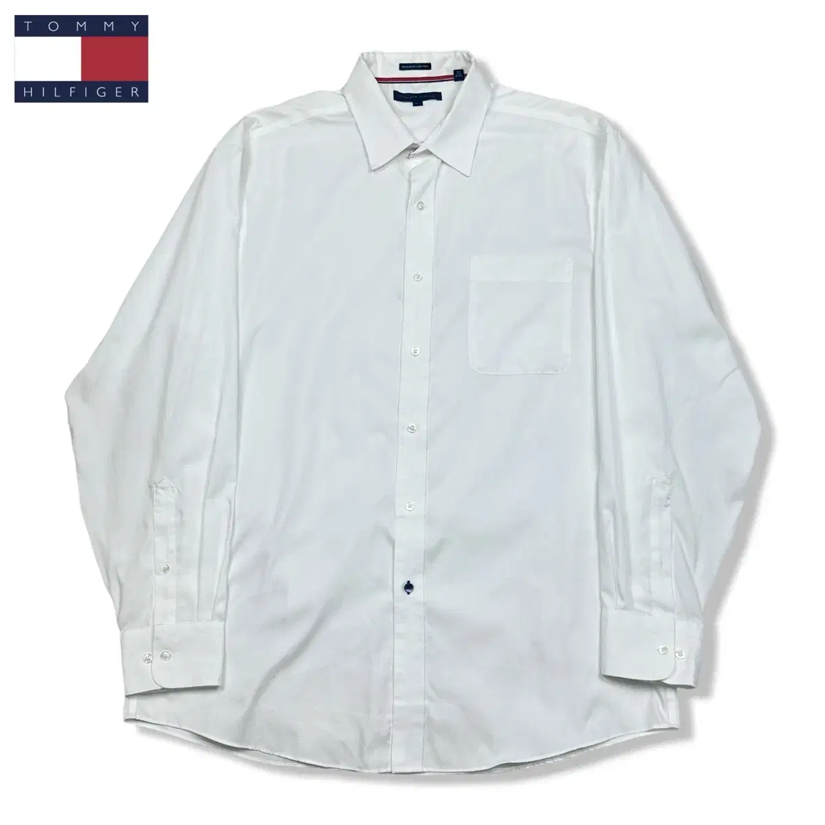 16-1/2 34-35 Tommy Hilfiger One-Pocket Regular Fit White Shirt