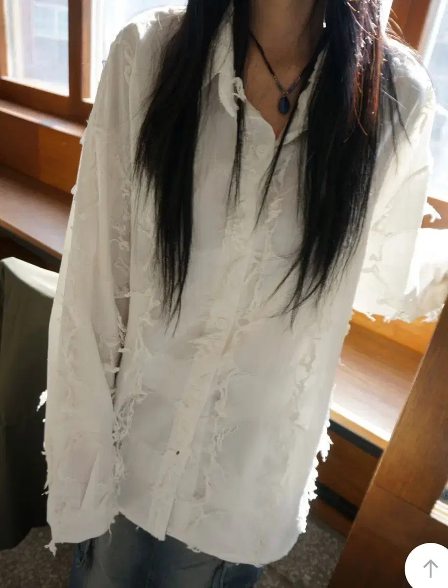 모래하우스 circle fringe shirt ivory