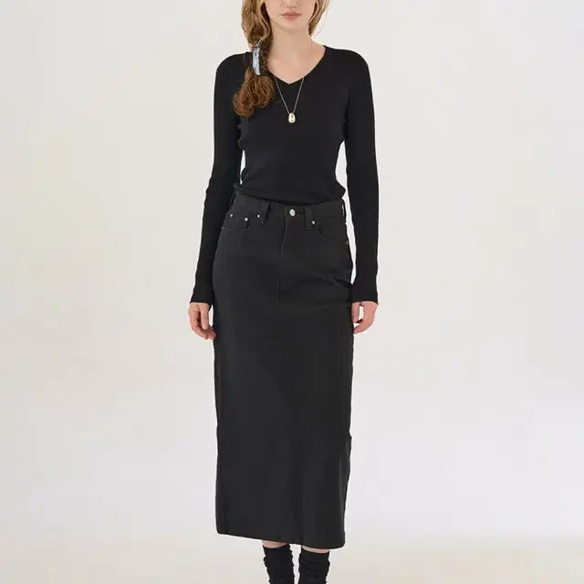 모데스트무드 Silver 701 - Carpenter Skirt (Bla