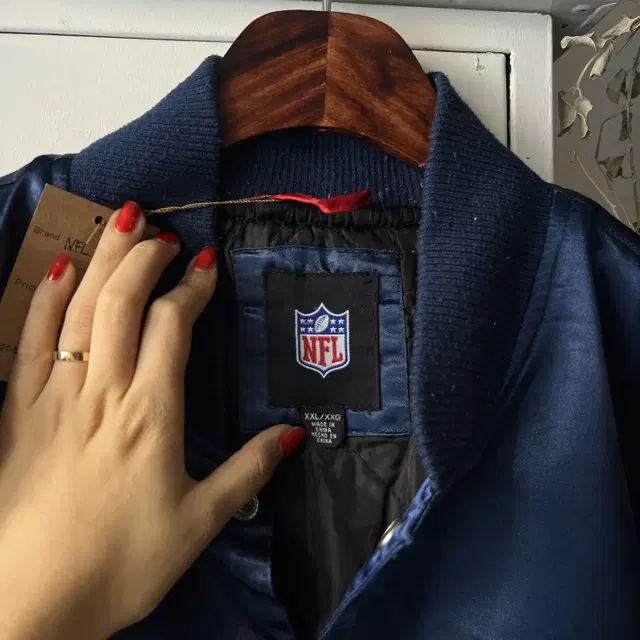 [2XL]NFL USA 럭비팀 새틴 바시티 자켓