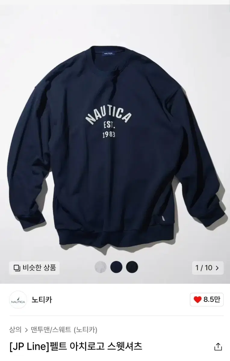 [JP Line] (New) Nautica Felt Archerogo Sweatshirt Charcoal Color