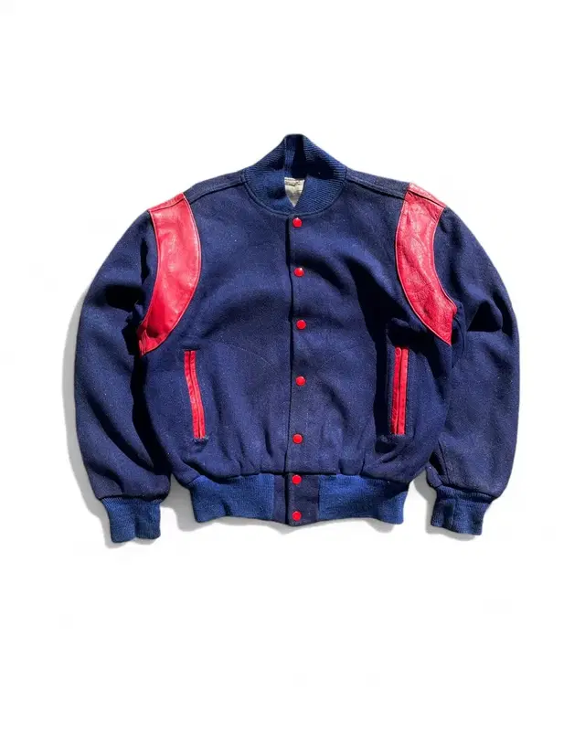 70's Bro Blue/Red Wool Varsity Jacket