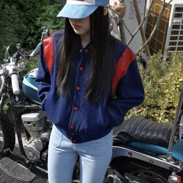 70's Bro Blue/Red Wool Varsity Jacket