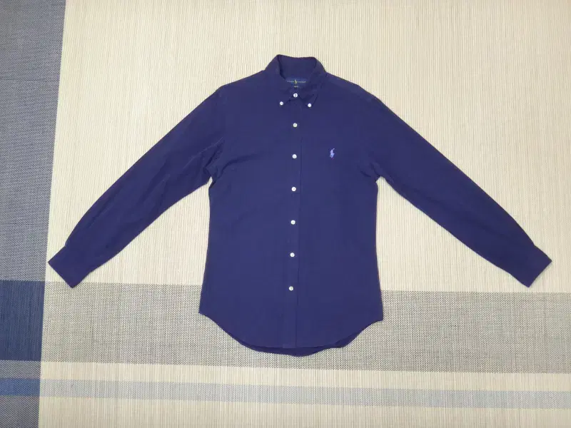 (M/95) Polo Ralph Lauren Navy Solid Slim Fit Shirt