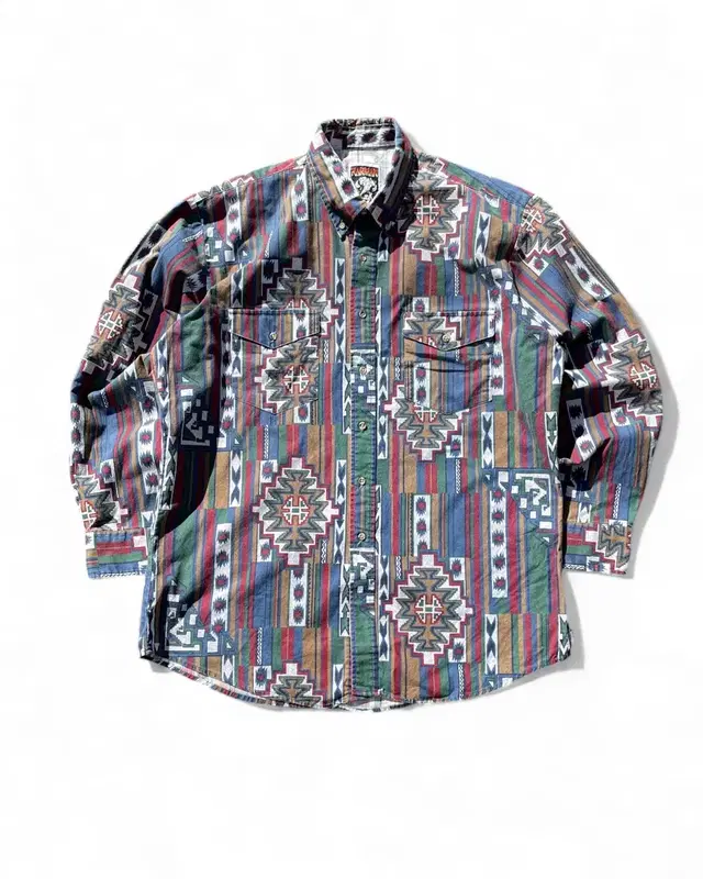 90's Karman Navajo Aztec Pattern Shirts