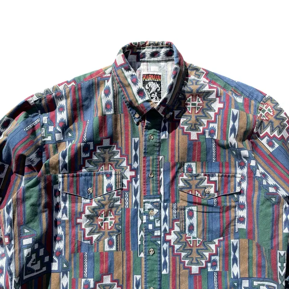 90's Karman Navajo Aztec Pattern Shirts