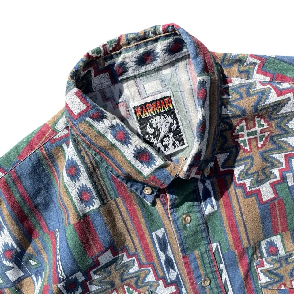 90's Karman Navajo Aztec Pattern Shirts