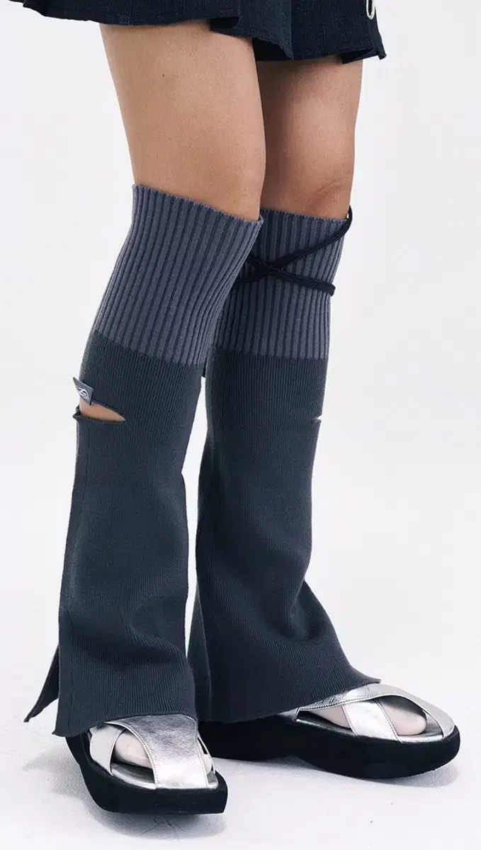 새) Cut-out Leg warmer (Charcoal)