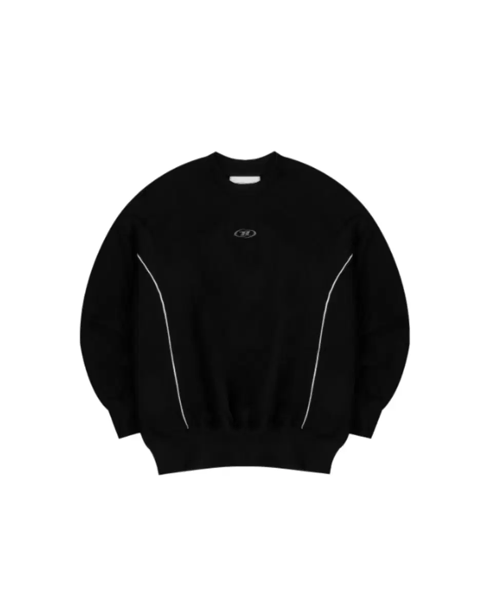 Bontuone Man to Man Chrome Line Sweatshirt Black