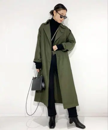 APSTUDIO 넥타이 잠금 코트 베이지