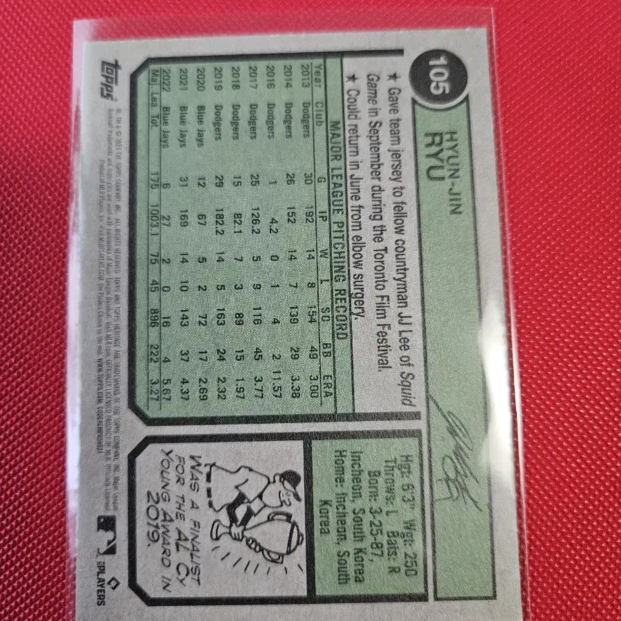 류현진 2023 Topps Heritage base 카드