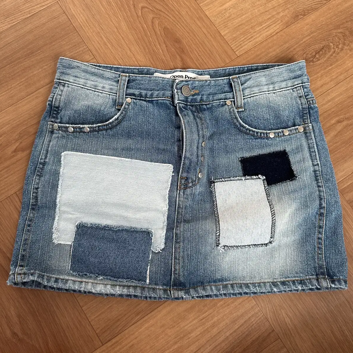 더오픈프로덕트 치마 PATCHWORK DENIM MINI SKIRT, D