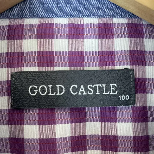 GOLD CASTLE 퍼플 깅엄체크 긴팔 셔츠 100