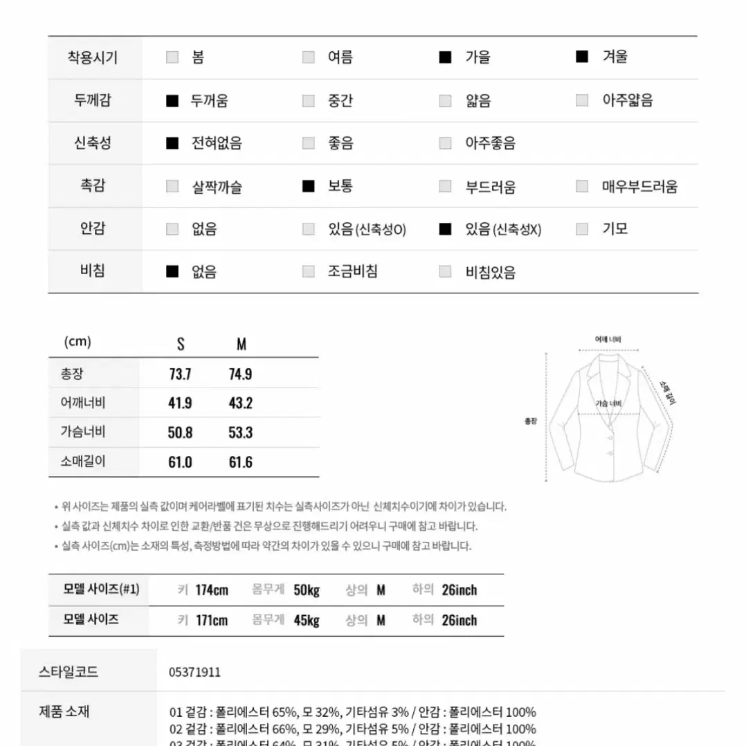 지오다노 울 블레이저