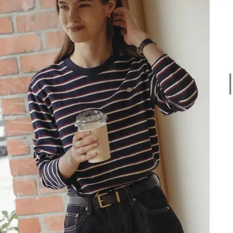 틸아이다이 Bonheur stripe cotton t-shirt_Navy