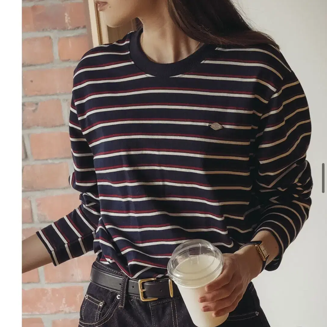 틸아이다이 Bonheur stripe cotton t-shirt_Navy