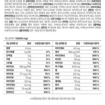 대웅 장용성 이뮨 종합비타민 미네랄 플러스 900mg x 60정