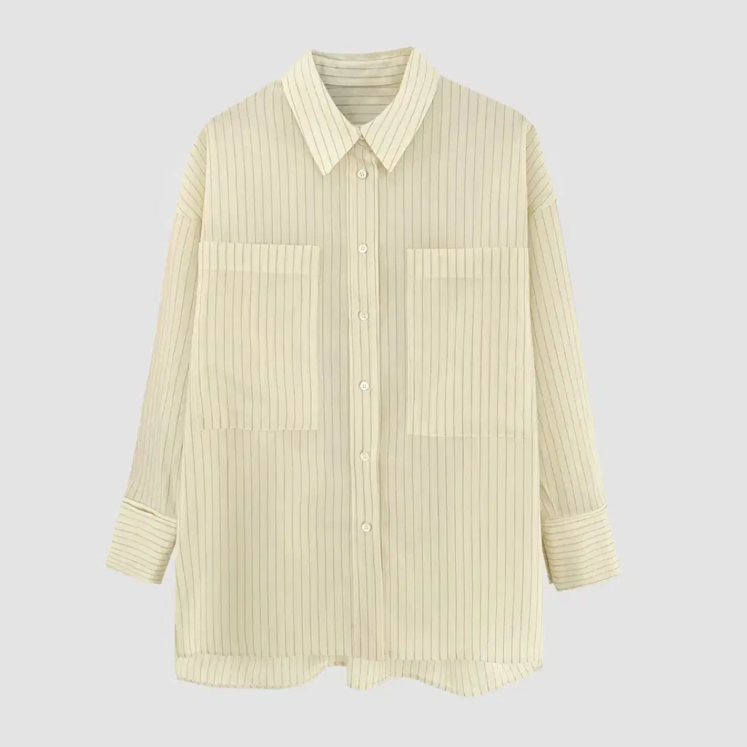 리본빛 Marzi wool shirt 스트라이프 셔츠 레몬 컬러