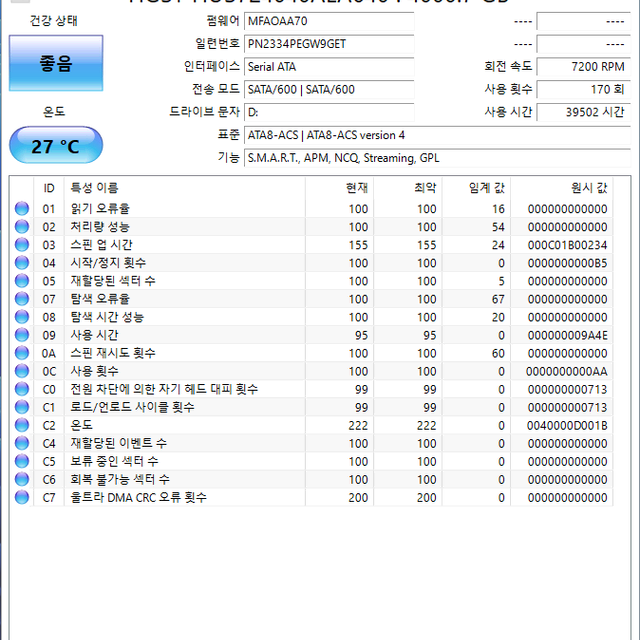 중고 4TB HDD 하드디스크