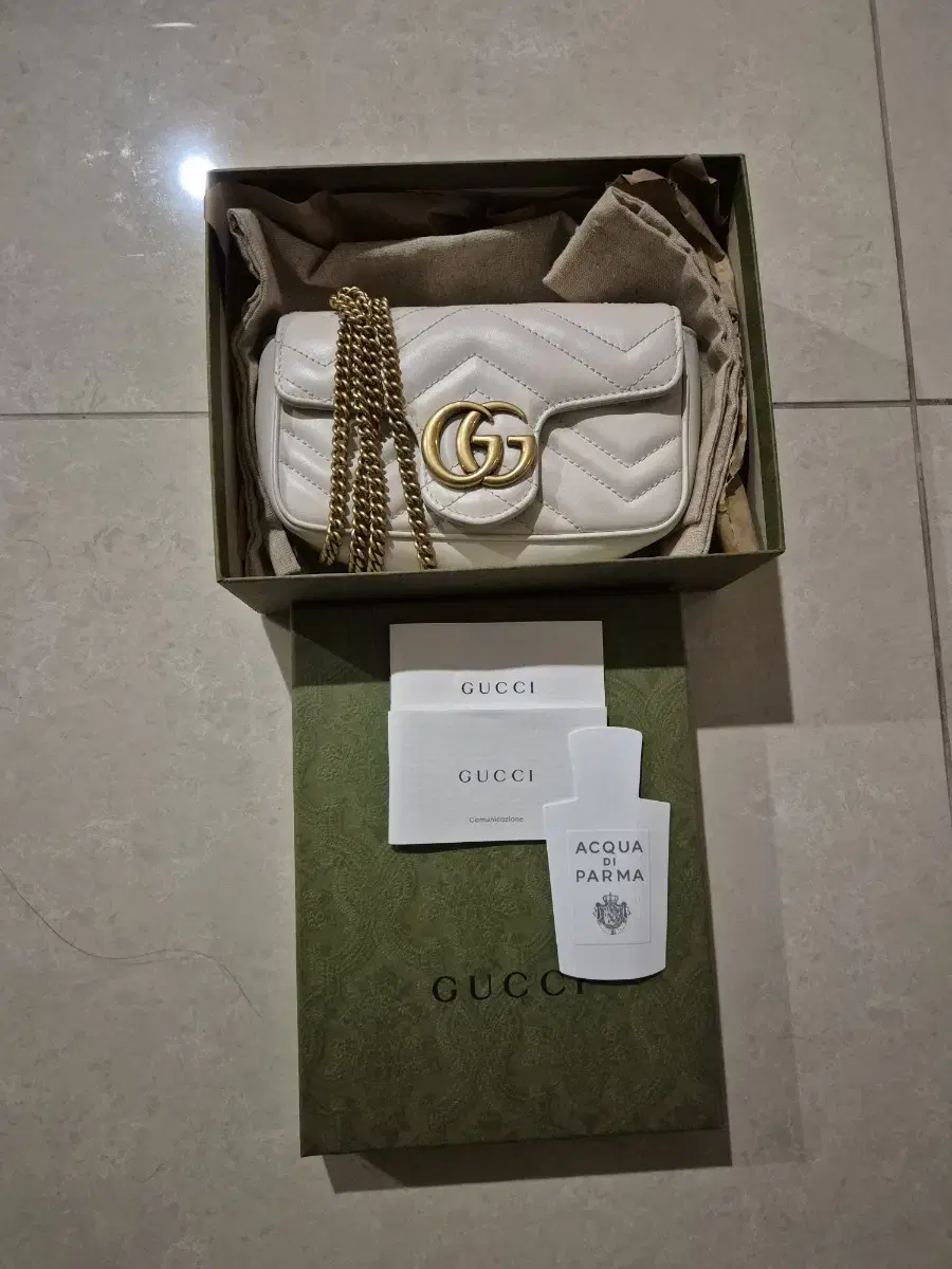 [Genuine, Grade S, Full Box] Gucci GG Marmont Matelassé Supermini Shoulder Bag