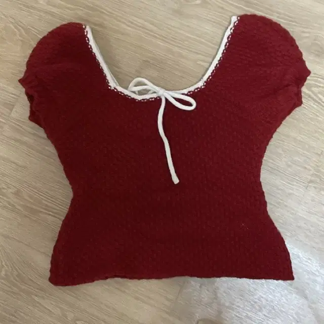 시눈 SINOON PUFF HALF KNIT TOP (RED)