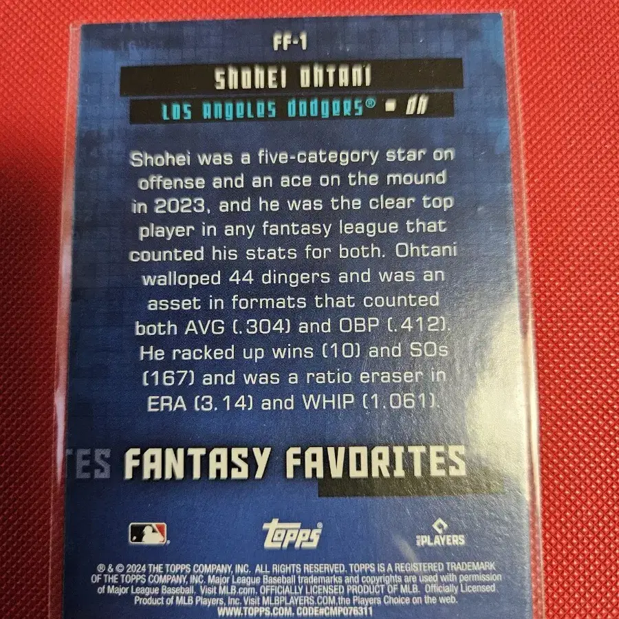 오타니 2024 Topps Fantasy Favorites 카드