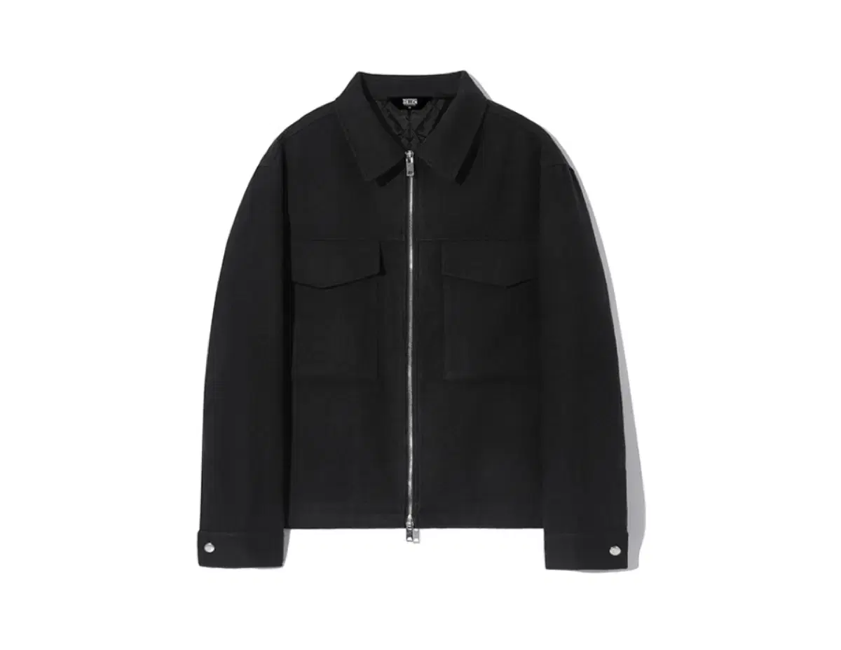 (Trillion) Double Pocket Minimalist Crop Jacket in BLACK / Size L