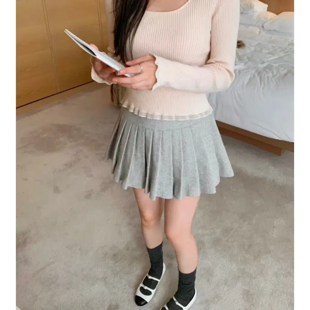 [새상품] 베르니마켓 Rosie frill knit (peach)