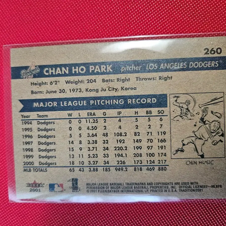 박찬호 2001 Fleer Tradition base 카드