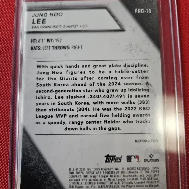 이정후 2024 Topps Finest Rookies 리플렉터 카드