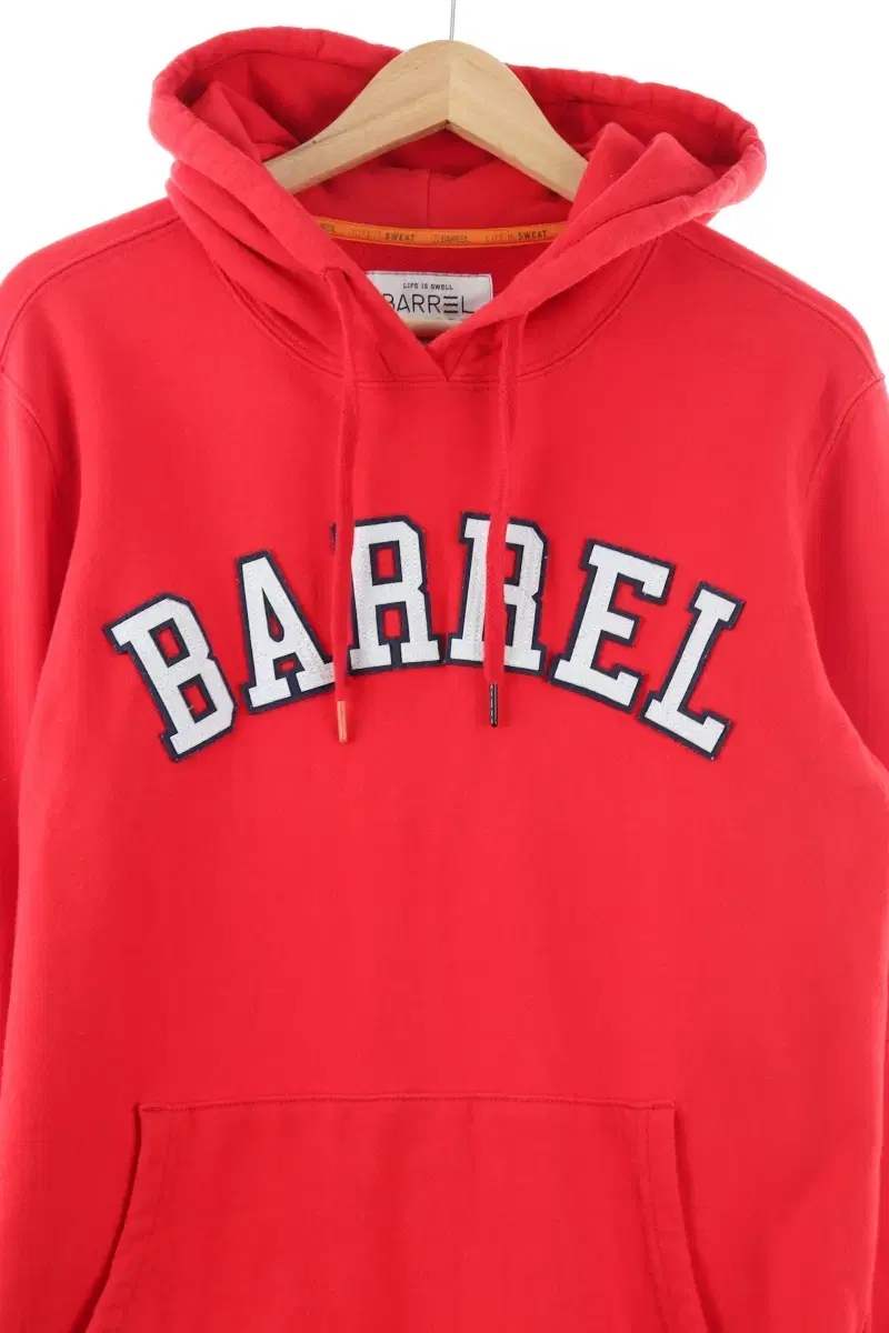 (L) BrandVintage Hoodie Barrel Red Big Logo Old School - F83A