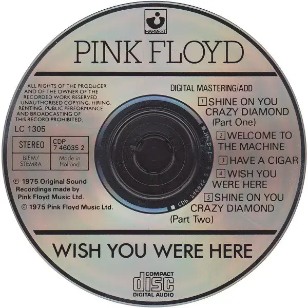 Pink Floyd - Wish You Were (CD)유럽반80sEX+